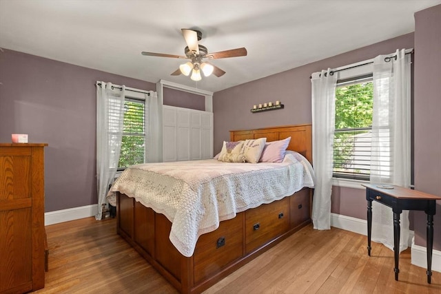 40 George St, Attleboro, MA 02703 - bedroom featuring baseboards, light wood-style flooring, and a ceiling fan