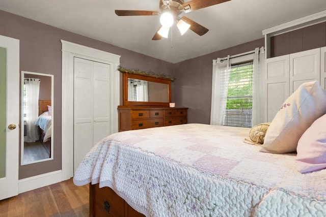 40 George St, Attleboro, MA 02703 - bedroom featuring wood finished floors, ceiling fan, and baseboards