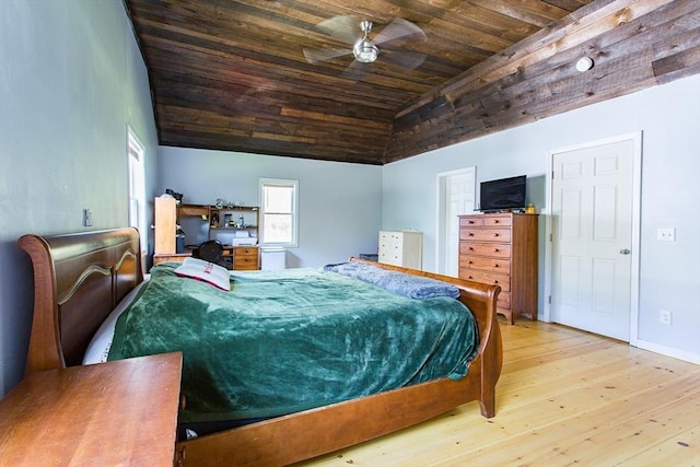 76 Kennedy Rd, West Brookfield, MA 01585 - bedroom featuring wooden ceiling, hardwood / wood-style flooring, high vaulted ceiling, and baseboards