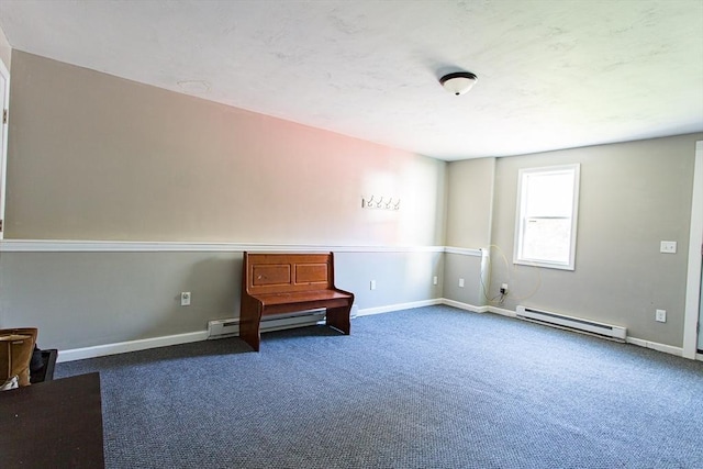 76 Kennedy Rd, West Brookfield, MA 01585 - unfurnished room with a baseboard radiator, dark colored carpet, and baseboards