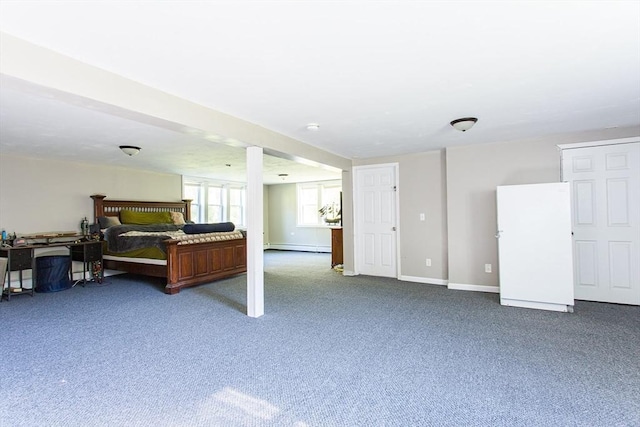 76 Kennedy Rd, West Brookfield, MA 01585 - living room featuring carpet floors, baseboard heating, and baseboards