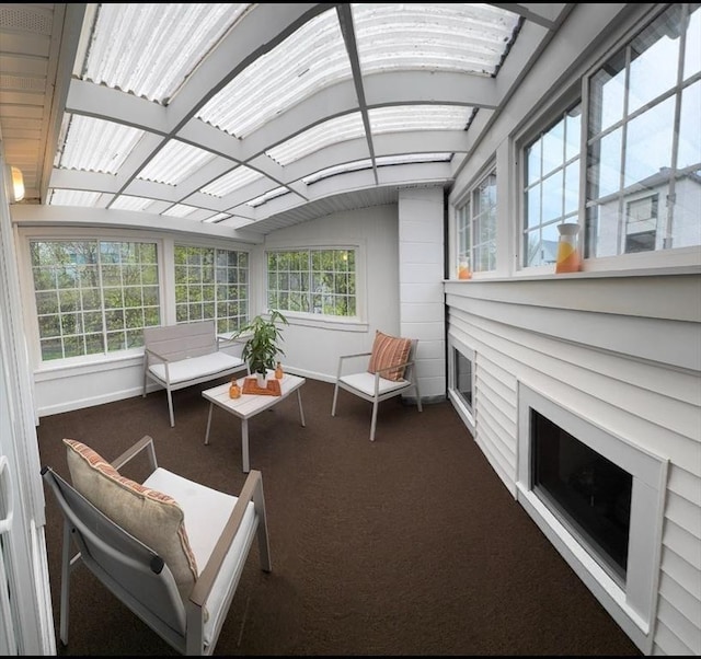 13 Coombs St, Southbridge, MA 01550 - sunroom / solarium with baseboards, outdoor lounge area, carpet flooring, and vaulted ceiling
