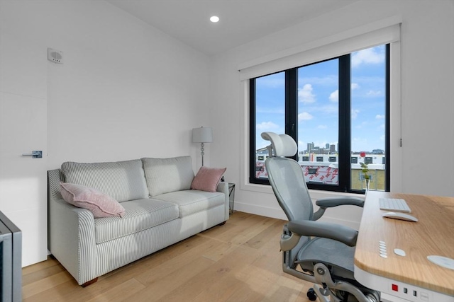 office space featuring light hardwood / wood-style flooring