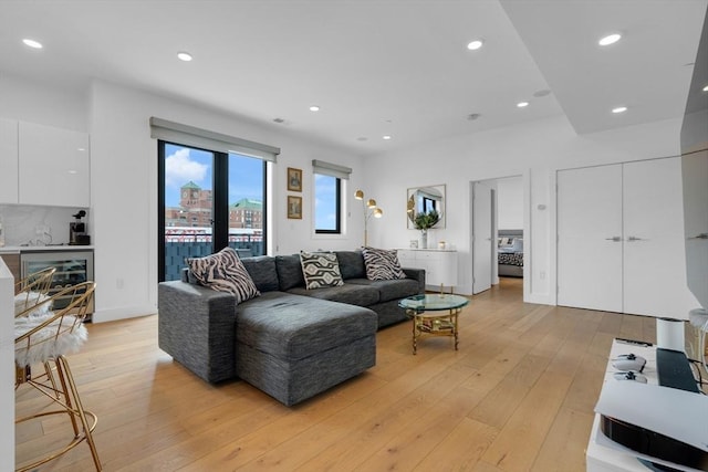 living room featuring light hardwood / wood-style flooring