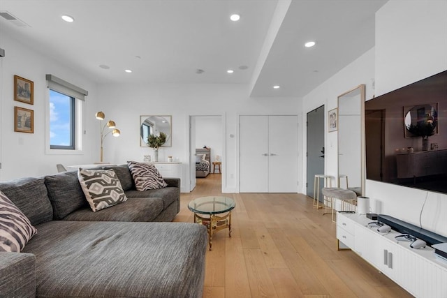 living room featuring light wood-type flooring