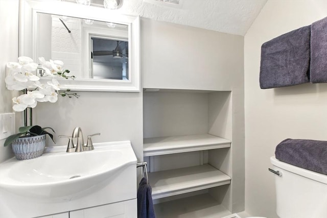 8 Fitch Farm Way, Southampton, MA 01073 - bathroom with toilet, vanity, and lofted ceiling
