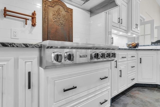 8 Fitch Farm Way, Southampton, MA 01073 - kitchen view of stainless steel gas cooktop, pot filler, white cabinets, and light stone counters