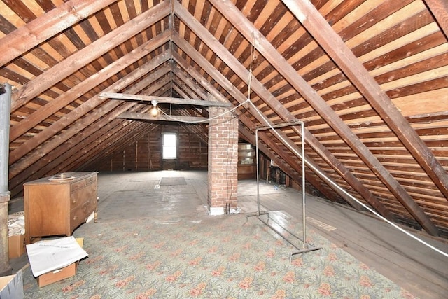 view of unfinished attic