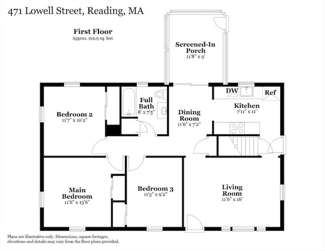 471 Lowell St, Reading, MA 01867 - view of floor plan / room layout