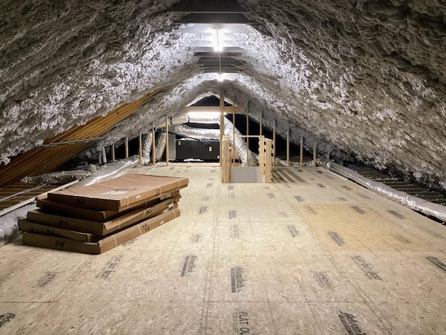 view of unfinished attic