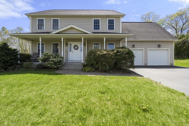 161 Bear Hole Rd, West Springfield, MA 01089 - view of front of home with a porch, an attached garage, driveway, and a front yard