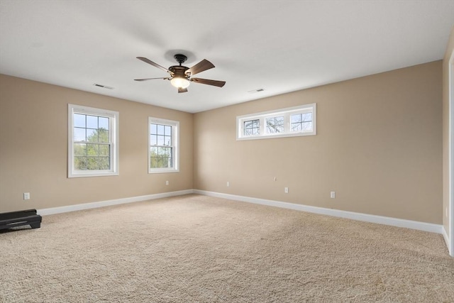 161 Bear Hole Rd, West Springfield, MA 01089 - empty room featuring carpet floors, baseboards, a ceiling fan, and visible vents