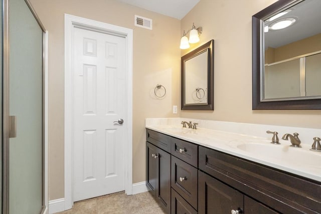 161 Bear Hole Rd, West Springfield, MA 01089 - full bathroom with double vanity, a sink, and a shower with shower door