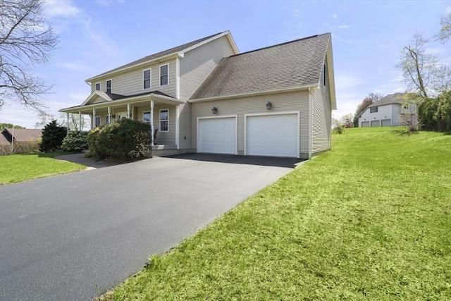 161 Bear Hole Rd, West Springfield, MA 01089 - view of front of house with an attached garage, a porch, driveway, and a front yard