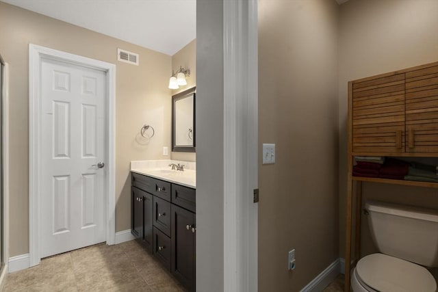 161 Bear Hole Rd, West Springfield, MA 01089 - bathroom with visible vents, tile patterned flooring, vanity, toilet, and baseboards