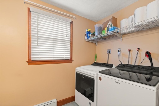 50 New Jersey Rd, Tewksbury, MA 01876 - laundry area with washing machine and dryer, baseboard heating, and baseboards