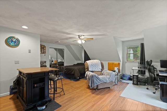 50 New Jersey Rd, Tewksbury, MA 01876 - office featuring light wood-type flooring, ceiling fan, a textured ceiling, and vaulted ceiling