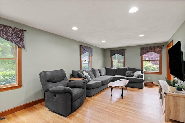 50 New Jersey Rd, Tewksbury, MA 01876 - living area featuring light wood-style flooring, recessed lighting, and baseboards