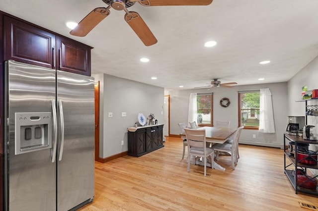 50 New Jersey Rd, Tewksbury, MA 01876 - dining room with a ceiling fan, light wood-style floors, recessed lighting, and baseboards