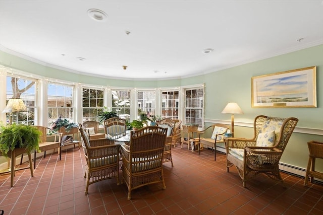 sunroom featuring a baseboard radiator