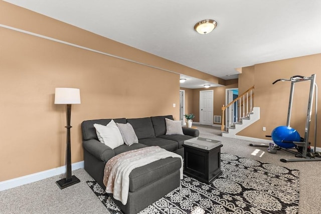 33 Beaver St, Whitman, MA 02382 - carpeted living area with baseboards and stairway