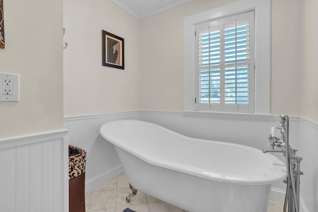 40 Pleasant St, Dover, MA 02030 - full bath featuring a wainscoted wall, plenty of natural light, and a soaking tub