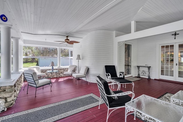 40 Pleasant St, Dover, MA 02030 - wooden terrace featuring ceiling fan