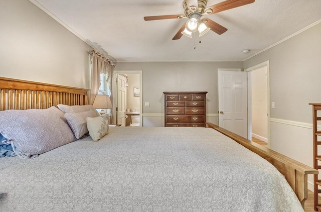 13 Tamarack Rd, Medfield, MA 02052 - bedroom featuring ensuite bath, ceiling fan, and crown molding