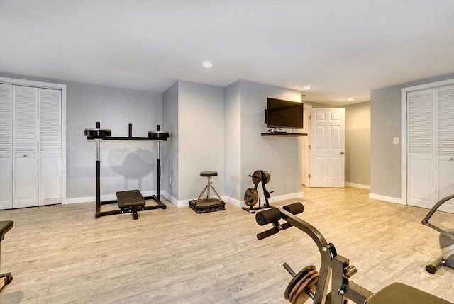 13 Tamarack Rd, Medfield, MA 02052 - exercise room featuring wood finished floors and recessed lighting