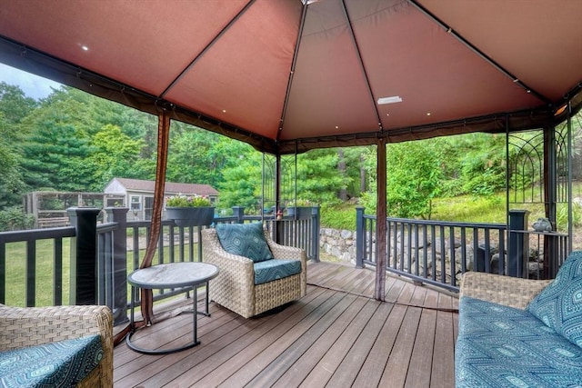 13 Tamarack Rd, Medfield, MA 02052 - deck featuring a gazebo and a shed