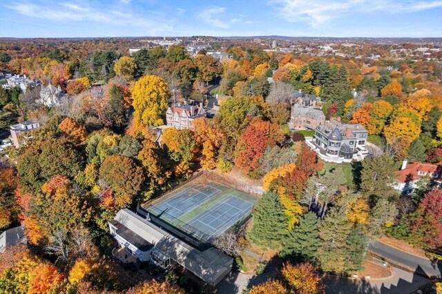 aerial view with a forest view