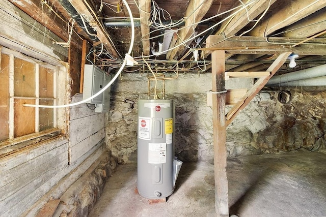 436 Maple St, Winchendon, MA 01475 - unfinished below grade area featuring electric water heater and electric panel
