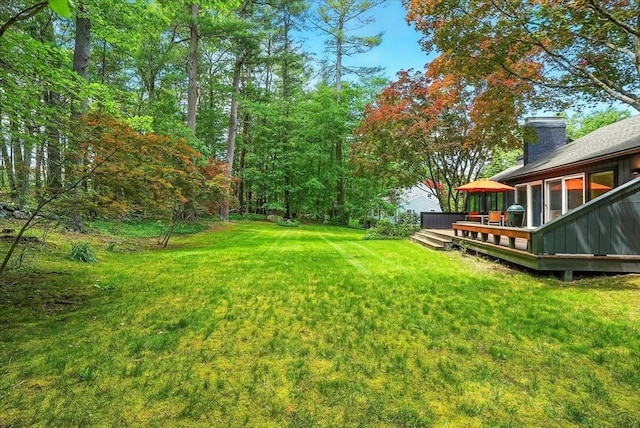 13 Robinwood Rd, Acton, MA 01720 - view of green lawn with a deck