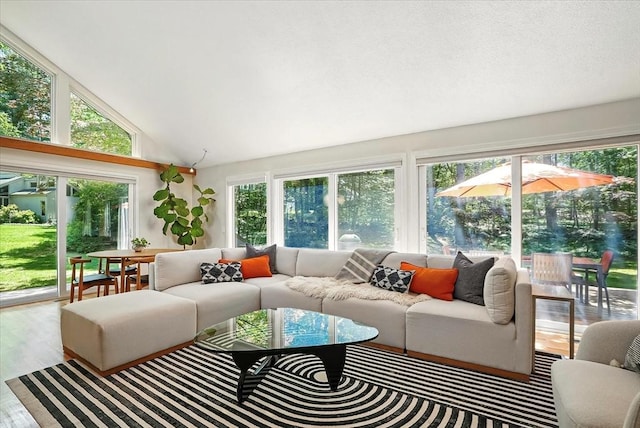 13 Robinwood Rd, Acton, MA 01720 - sunroom featuring wood finished floors and vaulted ceiling