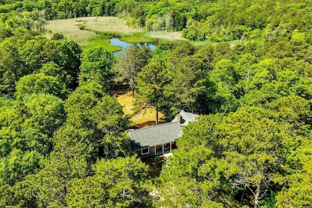 3 Five Cors, Barnstable, MA 02632 - view from above of property featuring a large body of water and a heavily wooded area