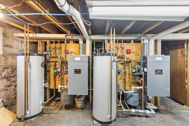 utility room featuring gas water heater