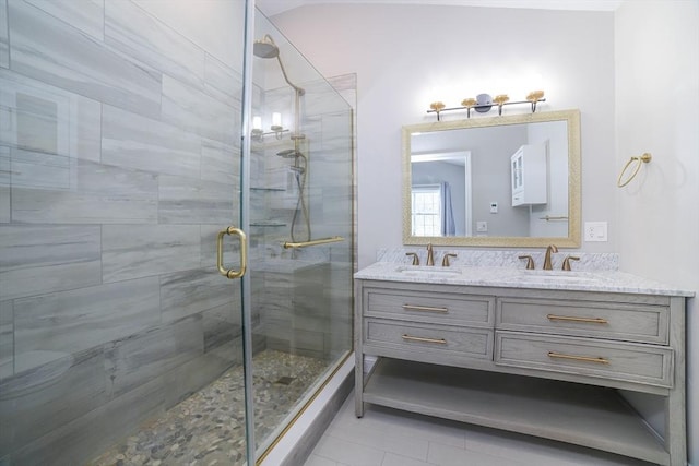 3 Woods Rd, Westminster, MA 01473 - bathroom with double vanity, a sink, and a shower stall