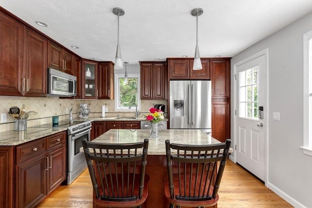 194 Crossfield Rd, Franklin, MA 02038 - kitchen featuring stainless steel appliances, plenty of natural light, and light wood-type flooring