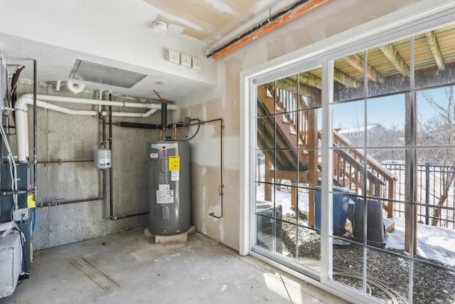 utility room featuring water heater