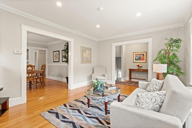 17-19 Newtonville Ave Unit 2, Newton, MA 02458 - living area with light wood-type flooring, crown molding, recessed lighting, and baseboards