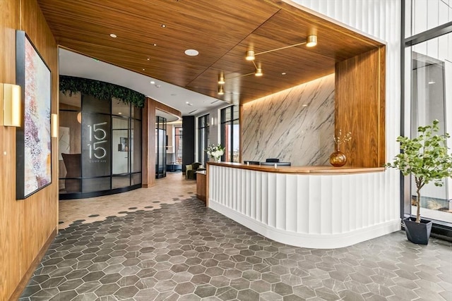 1515 Commonwealth Ave Unit 211, Boston, MA 02135 - reception with wooden ceiling and recessed lighting