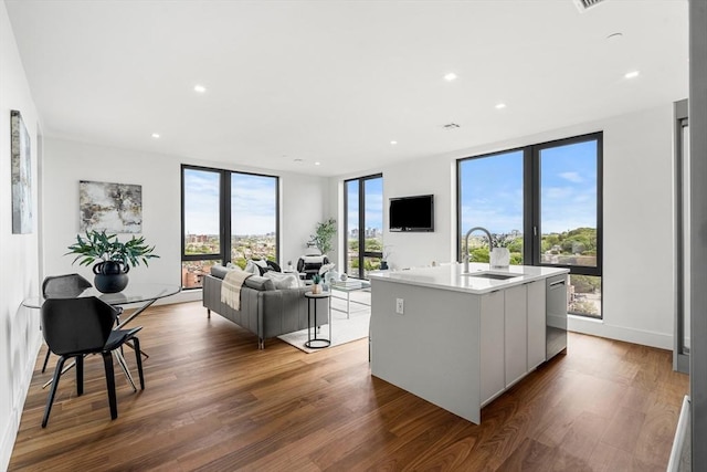 1515 Commonwealth Ave Unit 211, Boston, MA 02135 - living area with wood finished floors and recessed lighting