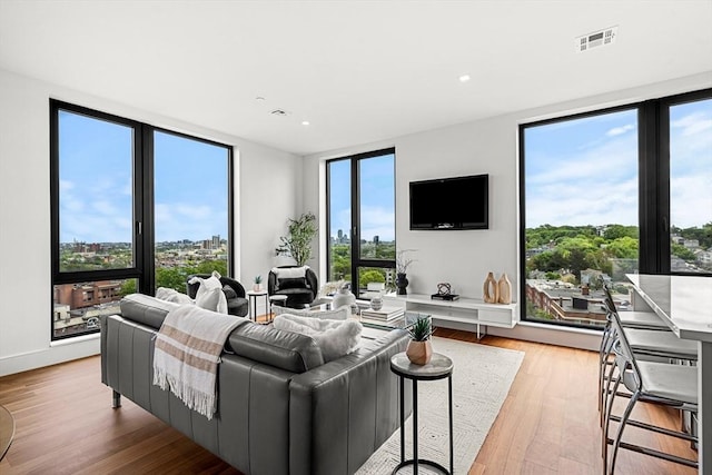 1515 Commonwealth Ave Unit 211, Boston, MA 02135 - living area featuring light wood-type flooring and recessed lighting