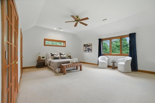 9 Buffalo Run, Southborough, MA 01772 - bedroom with lofted ceiling, light colored carpet, and a ceiling fan