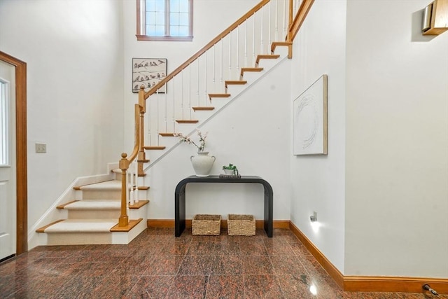 9 Buffalo Run, Southborough, MA 01772 - entryway with granite tiled floors, stairs, and a high ceiling