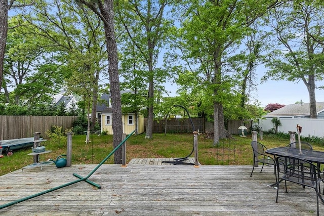 64 Bayside Dr, Falmouth, MA 02540 - wooden deck featuring outdoor dining space