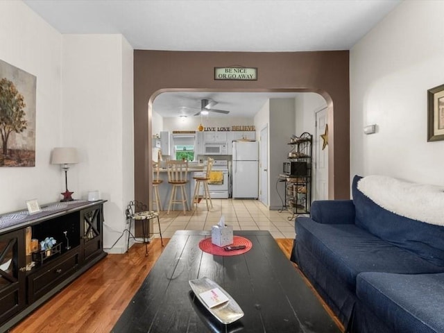 135 Border St Unit 135, Northbridge, MA 01588 - living area with arched walkways and ceiling fan