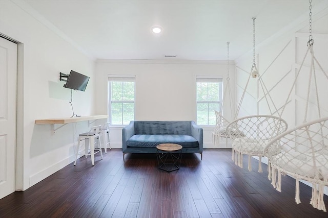 39 Chestnut St, Hopkinton, MA 01748 - sitting room featuring crown molding, dark wood finished floors, and baseboards