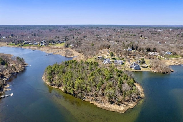 68 Black Horse Ln, Cohasset, MA 02025 - birds eye view of property featuring a water view and a wooded view