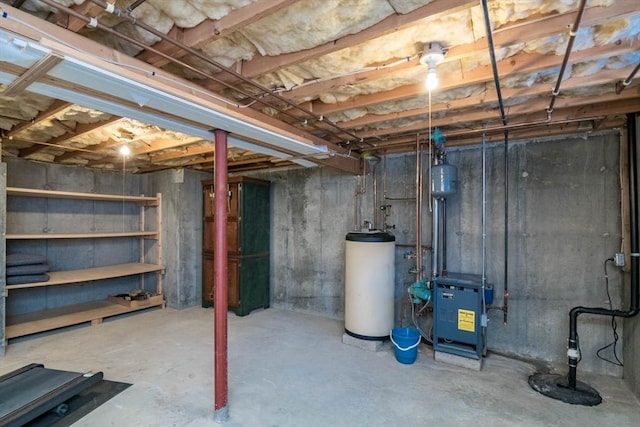 basement with gas water heater